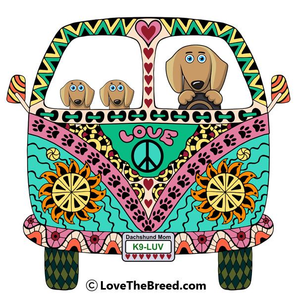 Dachshunds Love Bus Brown Dog Extra Large Tote