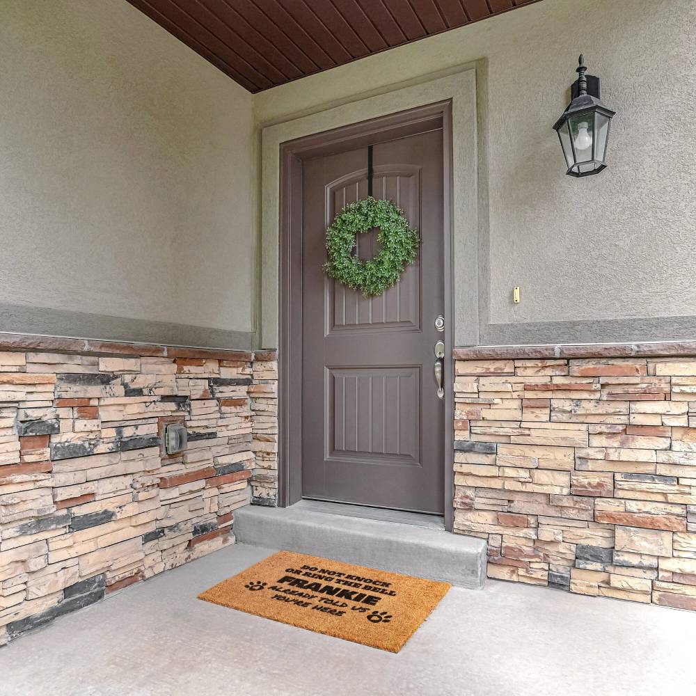teelaunch Door Mats Do Not Knock or Ring Bell Dog Name Already Told Us You're Here Personalized Outdoor Door Mat
