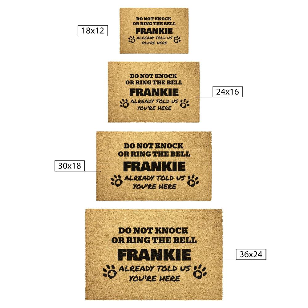 teelaunch Door Mats Do Not Knock or Ring Bell Dog Name Already Told Us You're Here Personalized Outdoor Door Mat