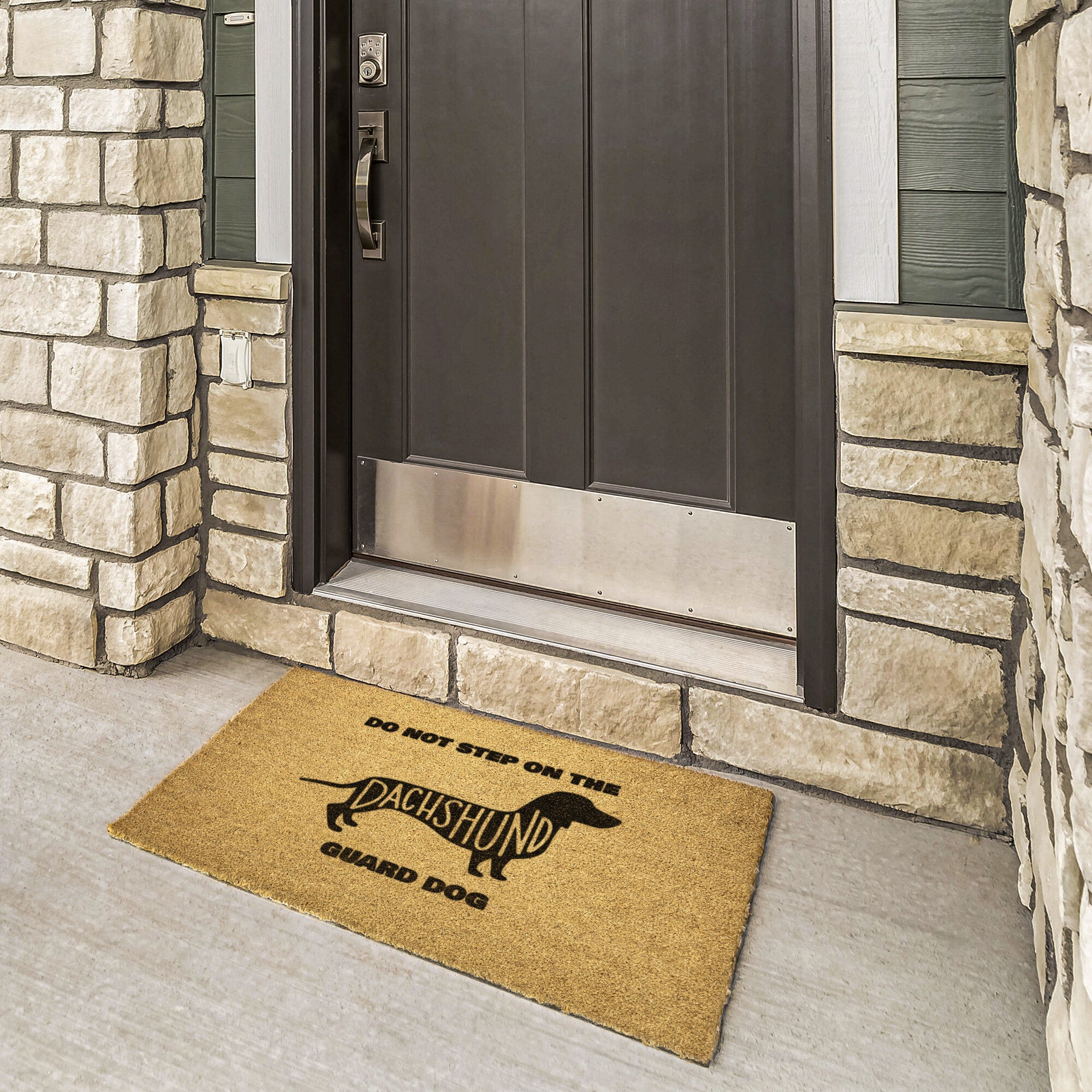 Do not step on the Dachshund guard dog Outdoor Door Mat