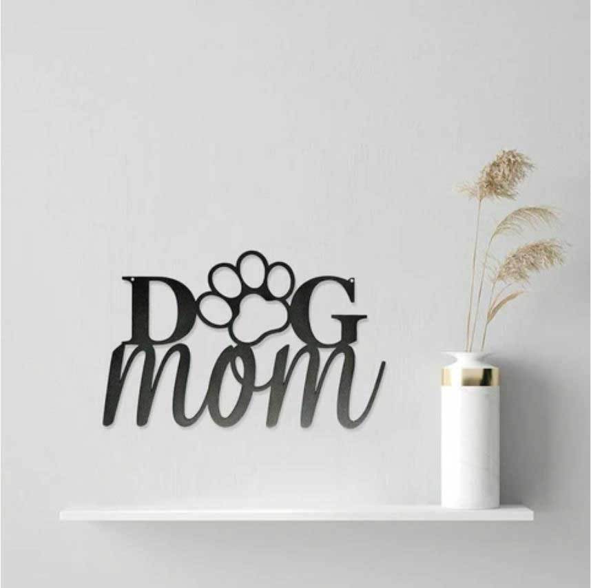 Redline Signs Silver Dog Mom Steel Sign