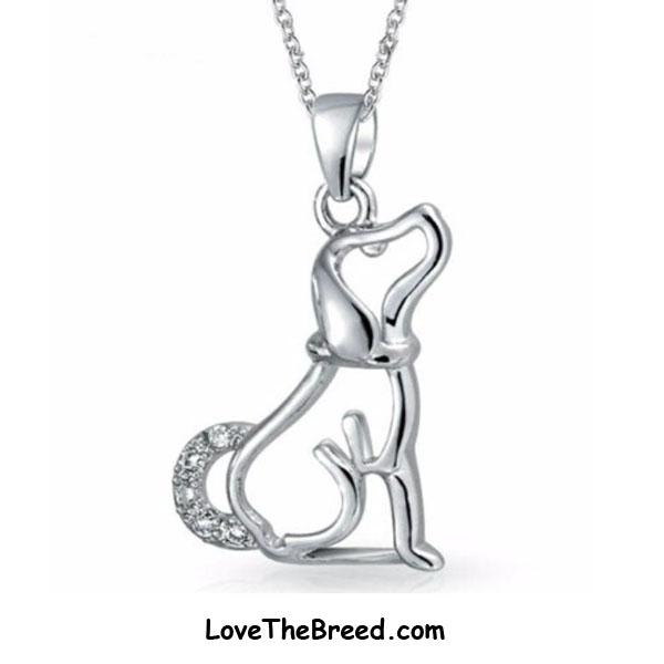Dog Looking Up Silhouette Rhinestone Necklace FREE SHIPPING