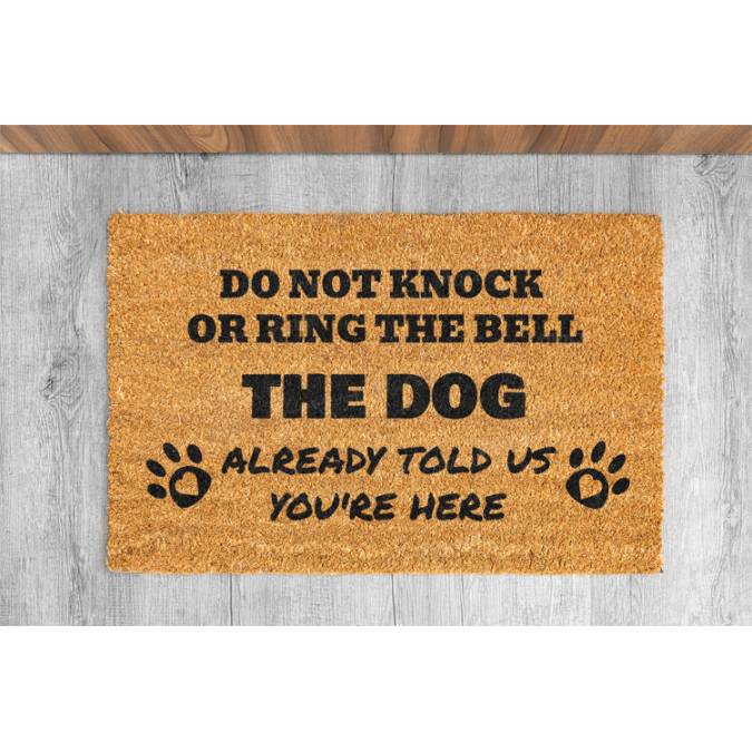 teelaunch Door Mats Do Not Knock or Ring Bell Dog Name Already Told Us You're Here Personalized Outdoor Door Mat