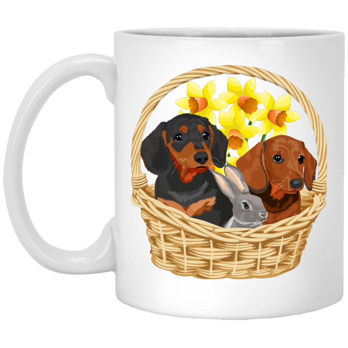 Dachshunds and Bunny Basket Mugs