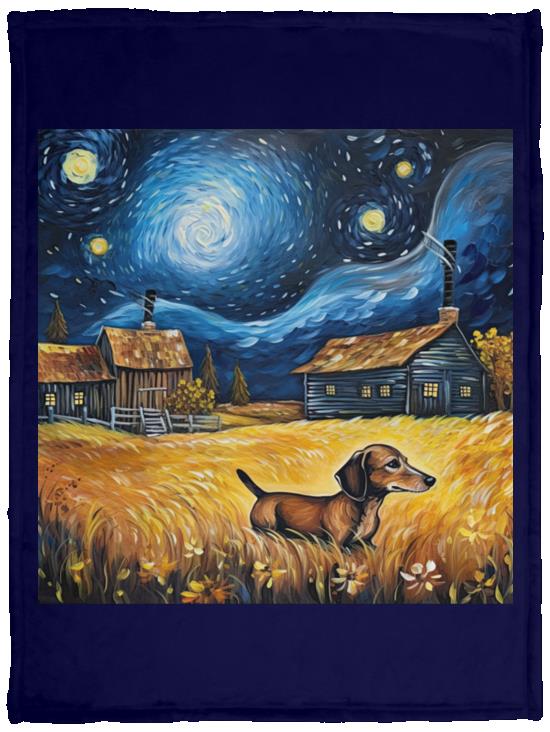 Dachshund Starry Night Adventure Blankets