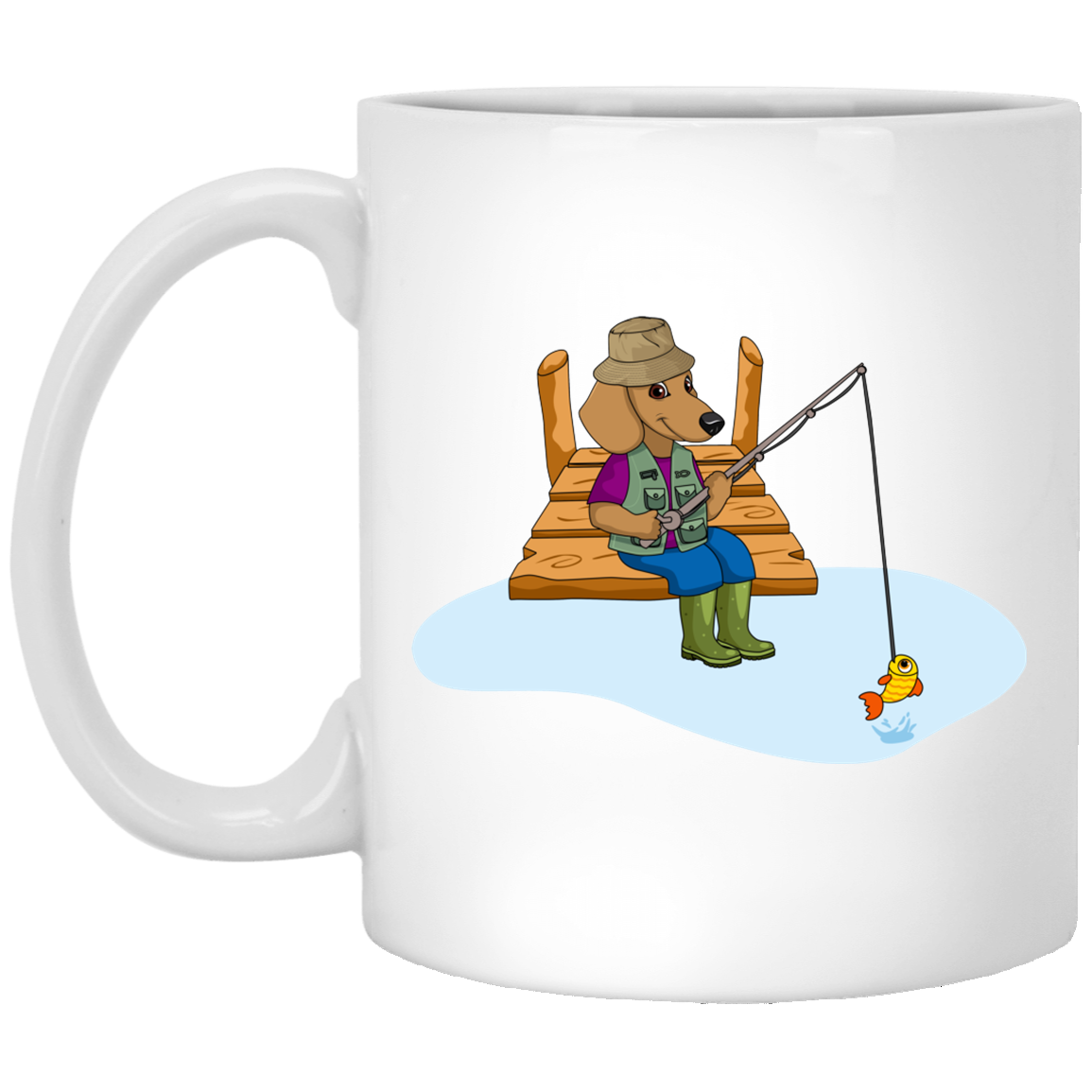 Dachshund Fishing Brown Mug