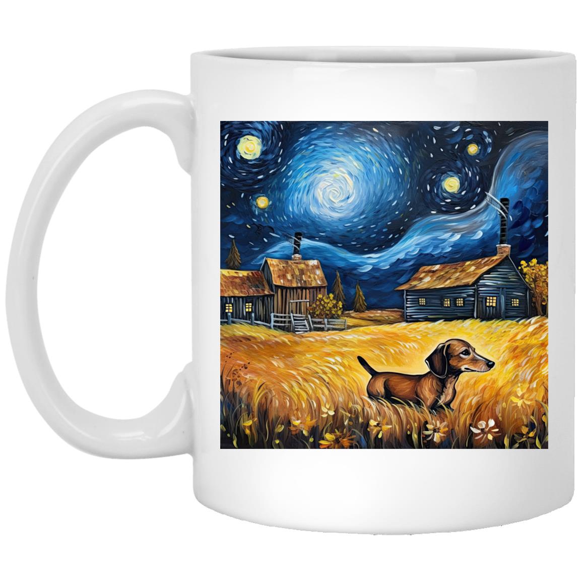 Dachshund Starry Night Adventure Mugs
