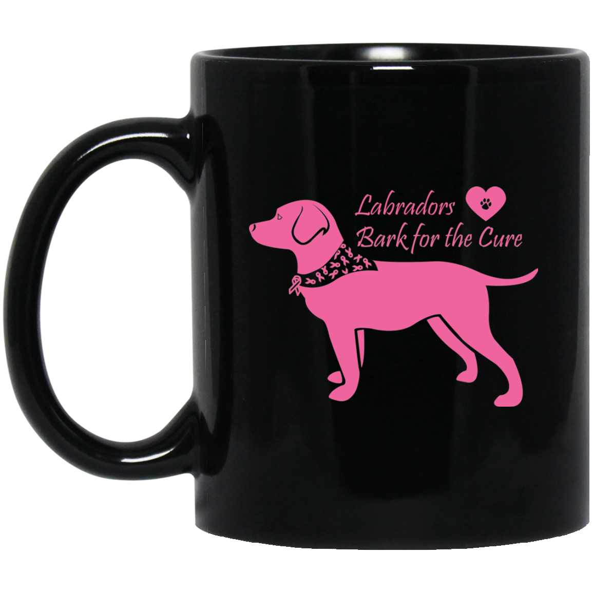 CustomCat Coffee Mug 11 oz. Black Mug / Black / One Size Labradors Bark For The Cure Mugs Fundraiser