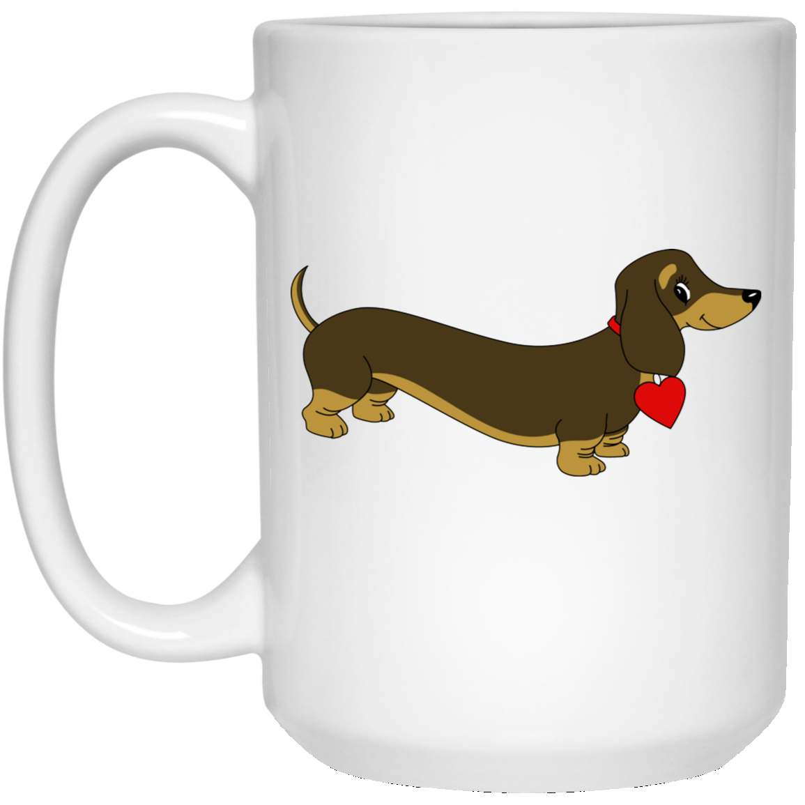 CustomCat Coffee Mug 15 oz. White Mug / White / One Size Dachshund Love Brown Mugs