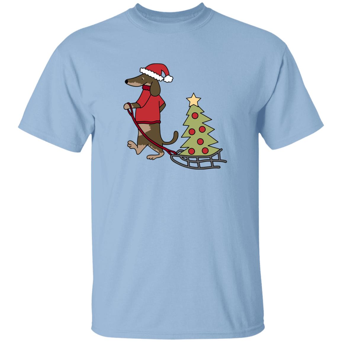 Dachshund Christmas Tree Sled T-Shirts