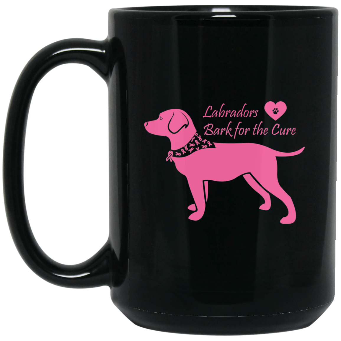 CustomCat Coffee Mug 15 oz. Black Mug / Black / One Size Labradors Bark For The Cure Mugs Fundraiser