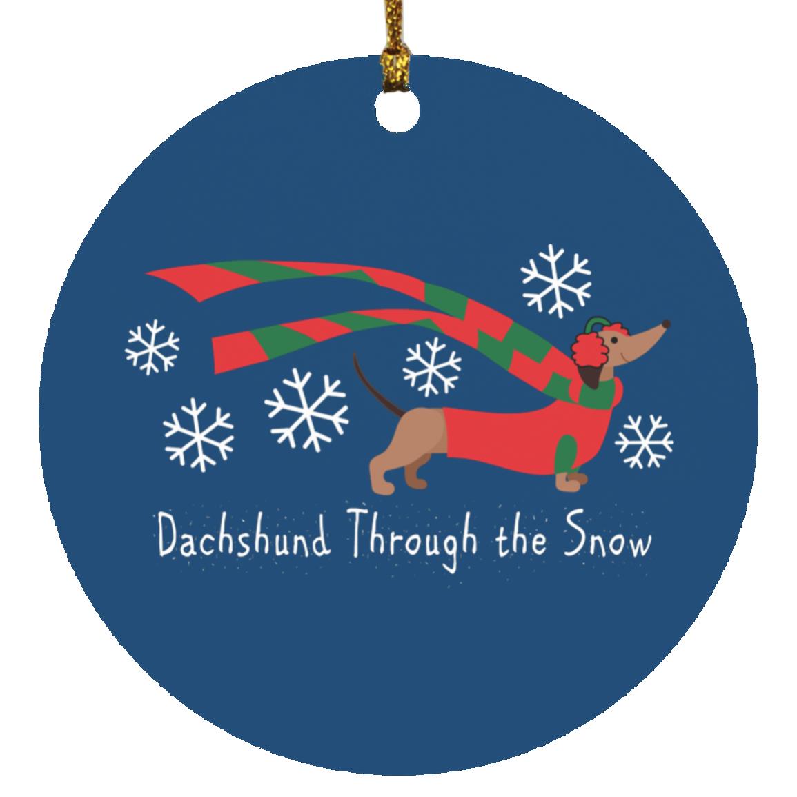 CustomCat Apparel Circle Ornament / Royal Dachshund Through The Snow Ornaments