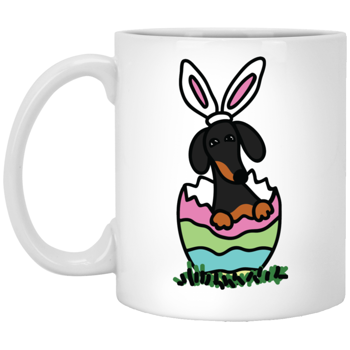 Dachshund Easter Egg Hatch Black and Tan Mugs