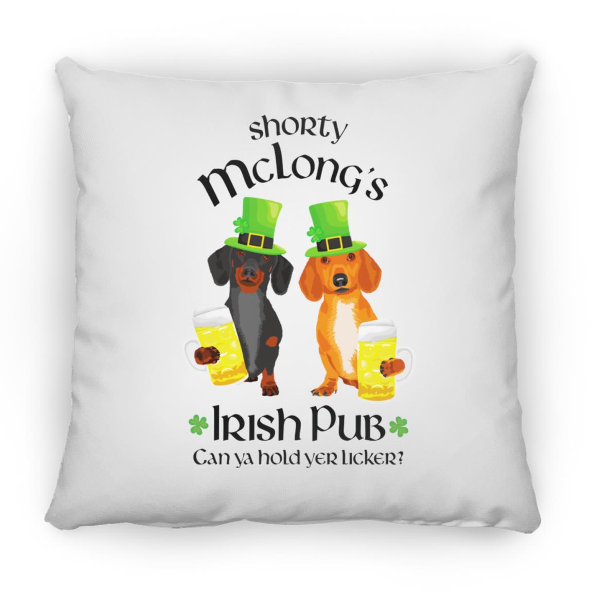 CustomCat Apparel Medium Square Pillow / White Dachshund Shorty McLong's Irish Pub Pillows