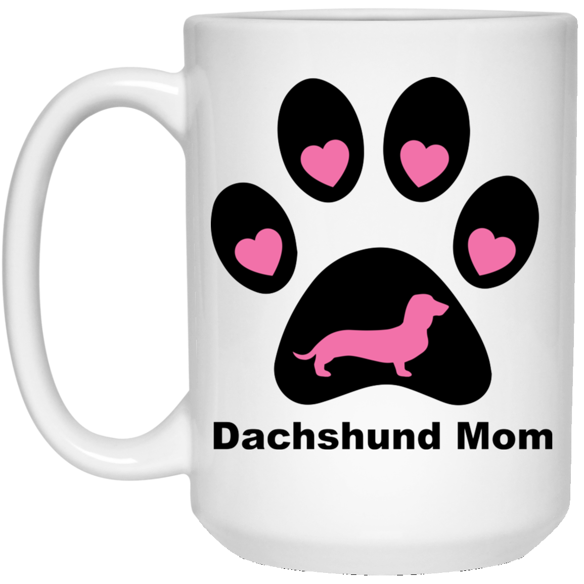 CustomCat Coffee Mug 11 oz. White Mug Dachshund Mom Paw Print Mugs