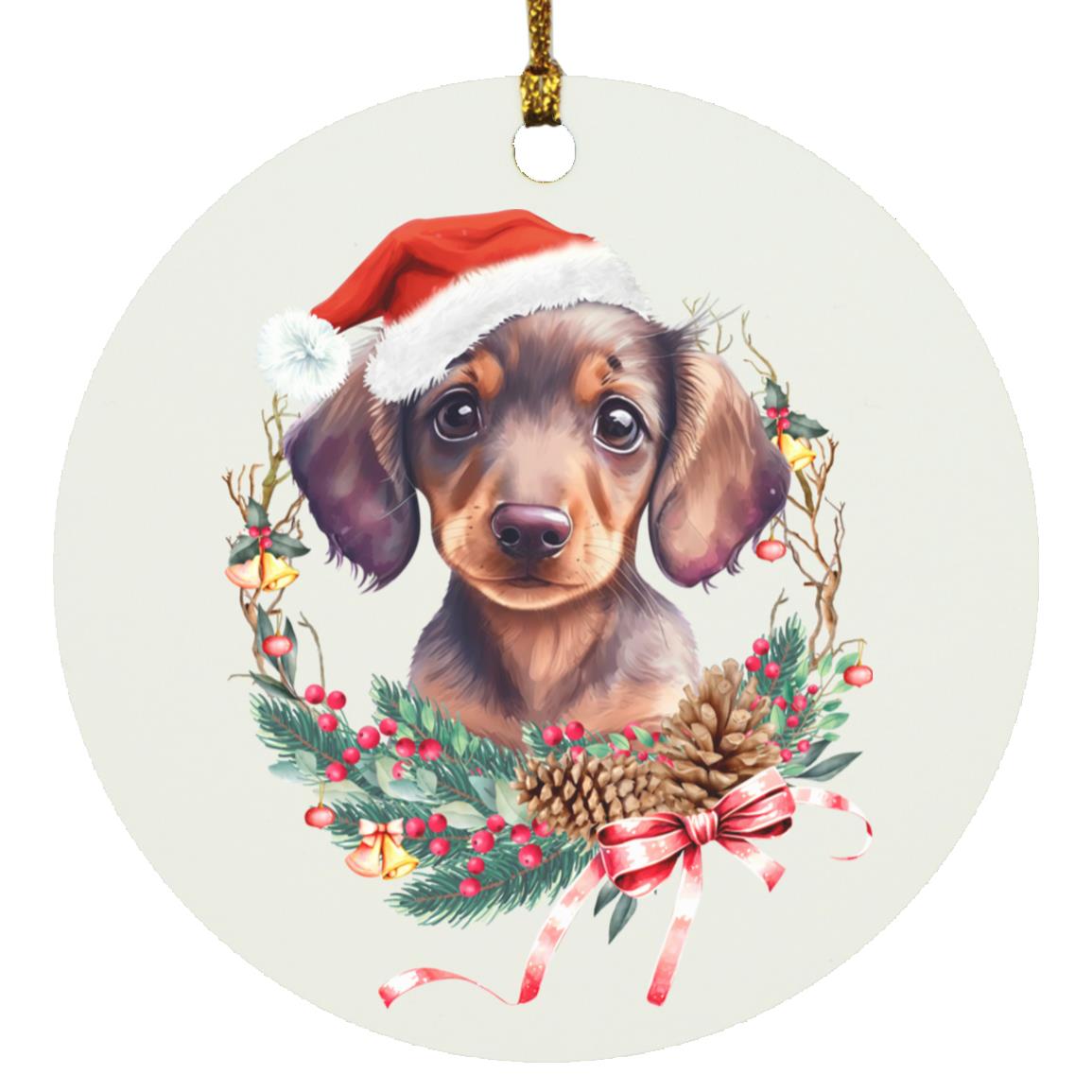 Dachshund Puppy Wreath Ornaments
