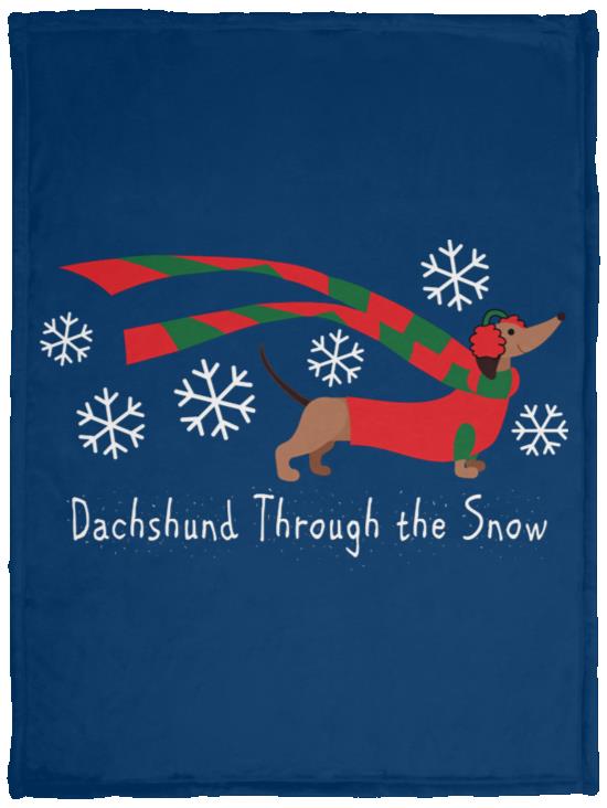 CustomCat Apparel Small Cozy Plush Fleece Blanket - 30x40 / Royal Dachshund Through The Snow Blankets