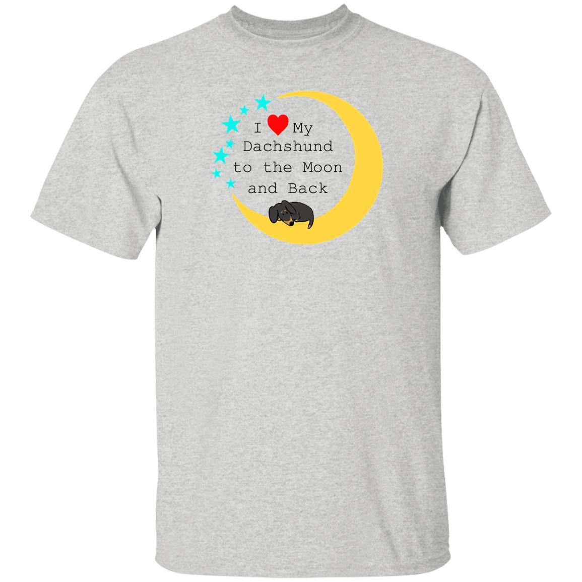 I Love My Dachshund To The Moon and Back Shirts Black + Tan