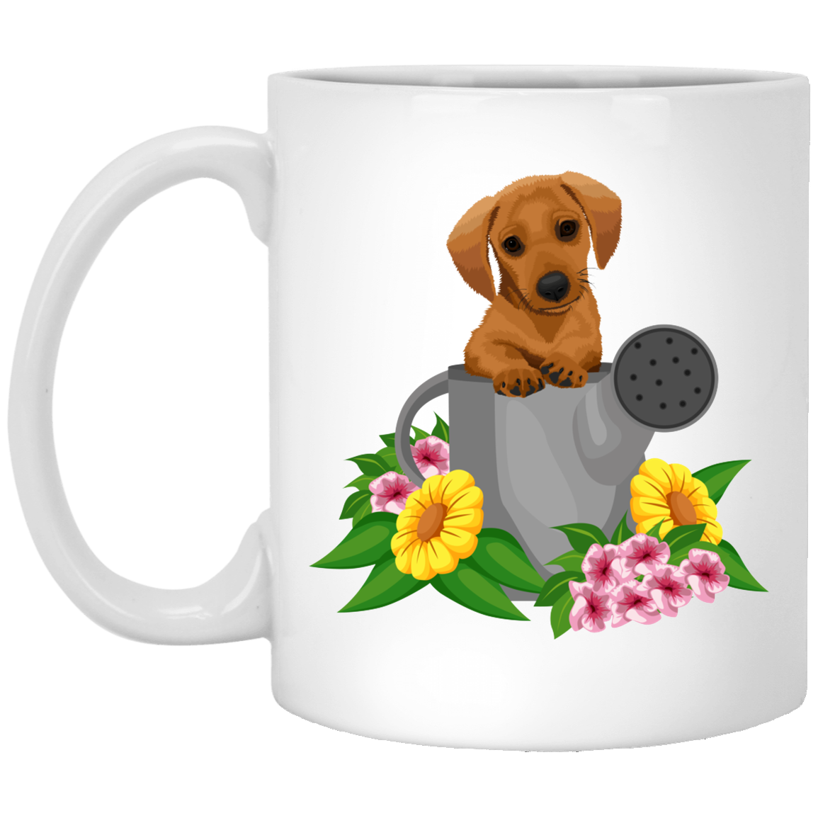 Dachshund Puppy in Watering Can Mugs