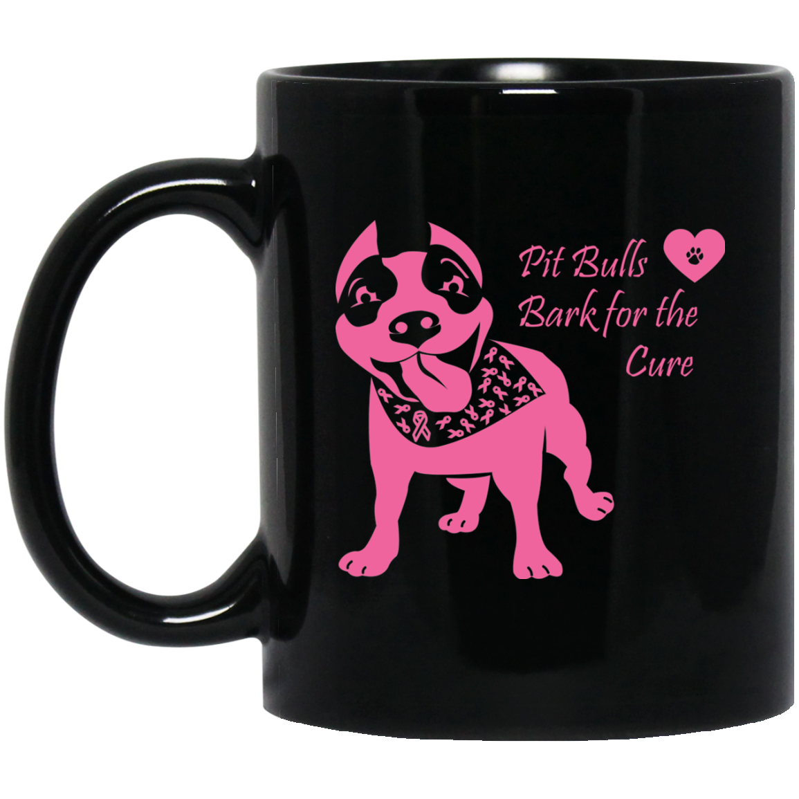 CustomCat Coffee Mug 11 oz. Black Mug / Black / One Size Pit Bulls Bark For The Cure Mugs Fundraiser