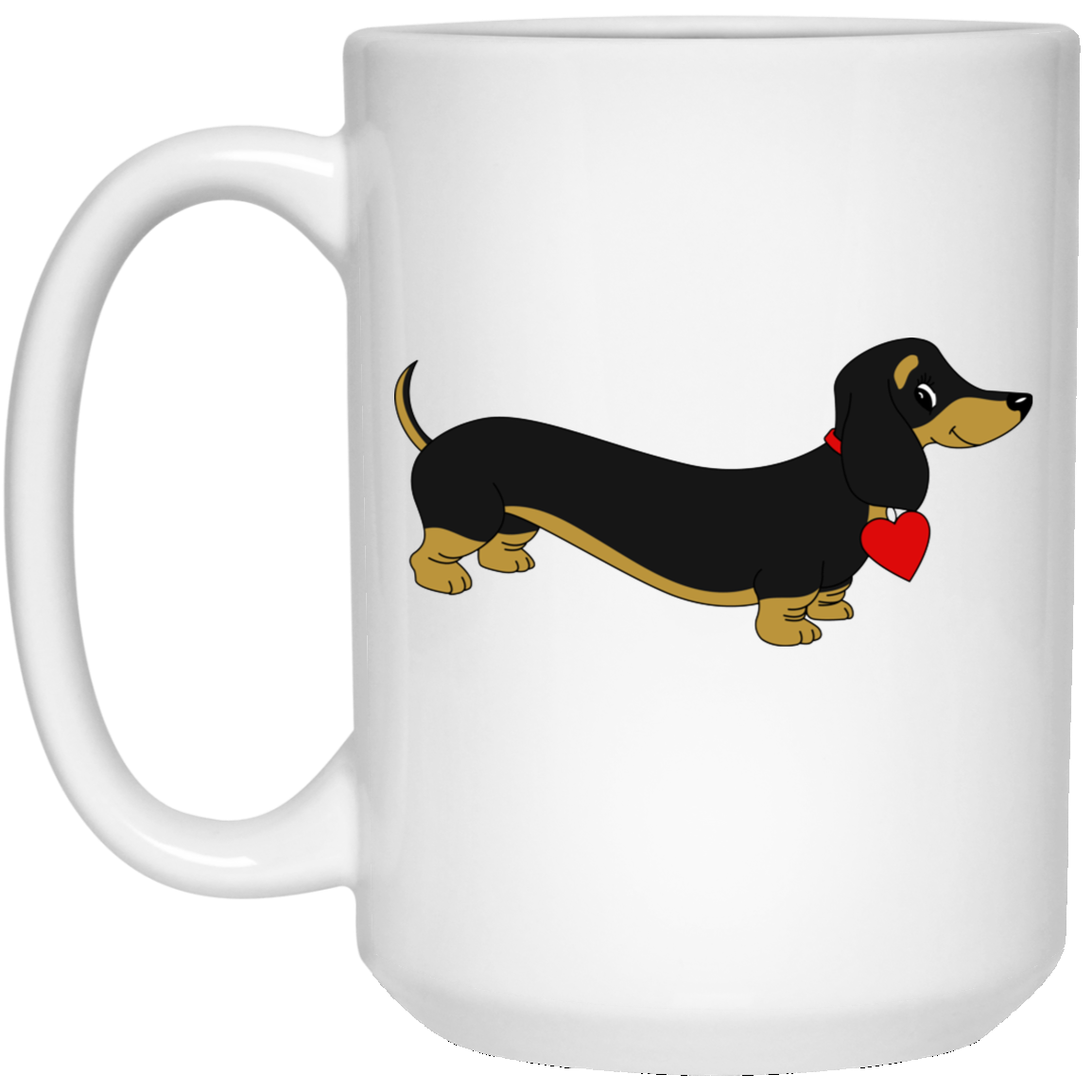 CustomCat Coffee Mug 15 oz. White Mug / White / One Size Dachshund Love Black and Tan Mugs