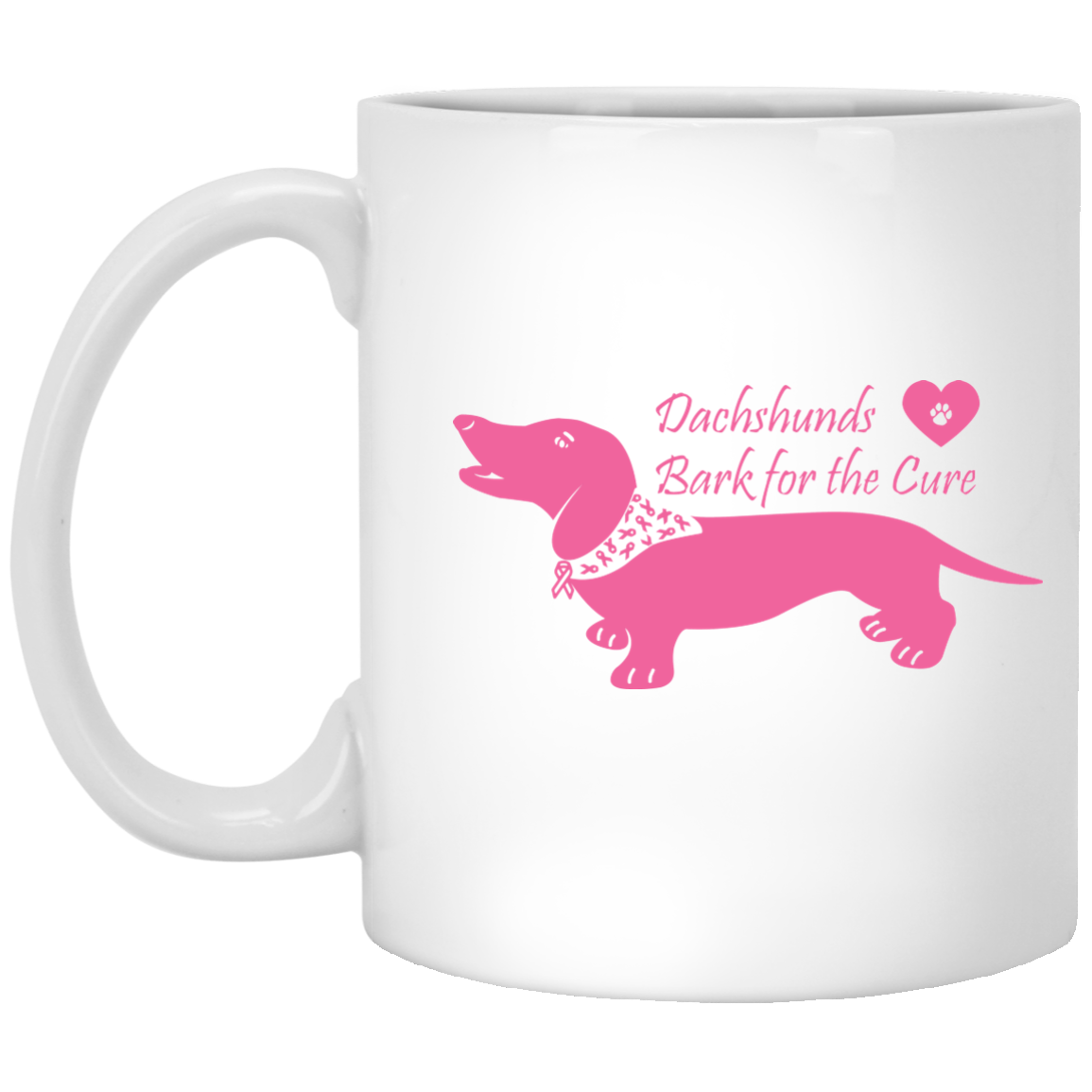CustomCat Coffee Mug 11 oz. White Mug / White / One Size Dachshunds Bark For The Cure Mugs Fundraiser