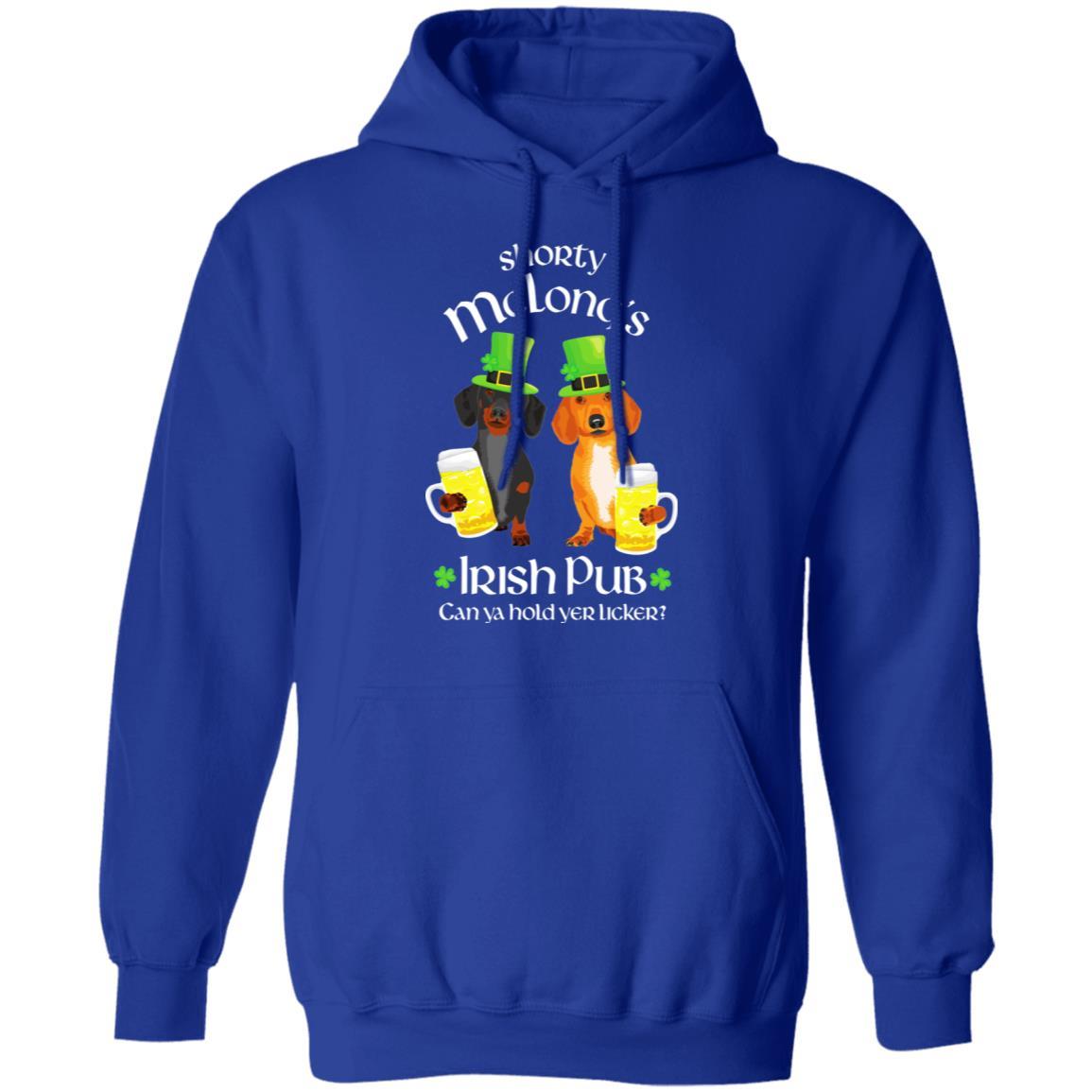 CustomCat Apparel HOODIE Check Size Chart / Royal / S Dachshund Shorty McLong's Irish Pub Hoodie + Sweatshirt