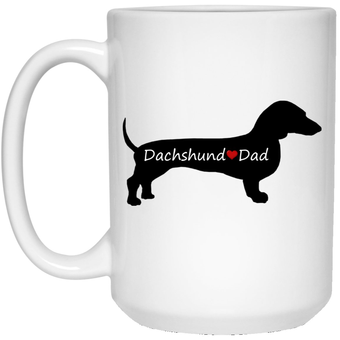 CustomCat Coffee Mug 11 oz. White Mug Dachshund Loves Dad Mugs