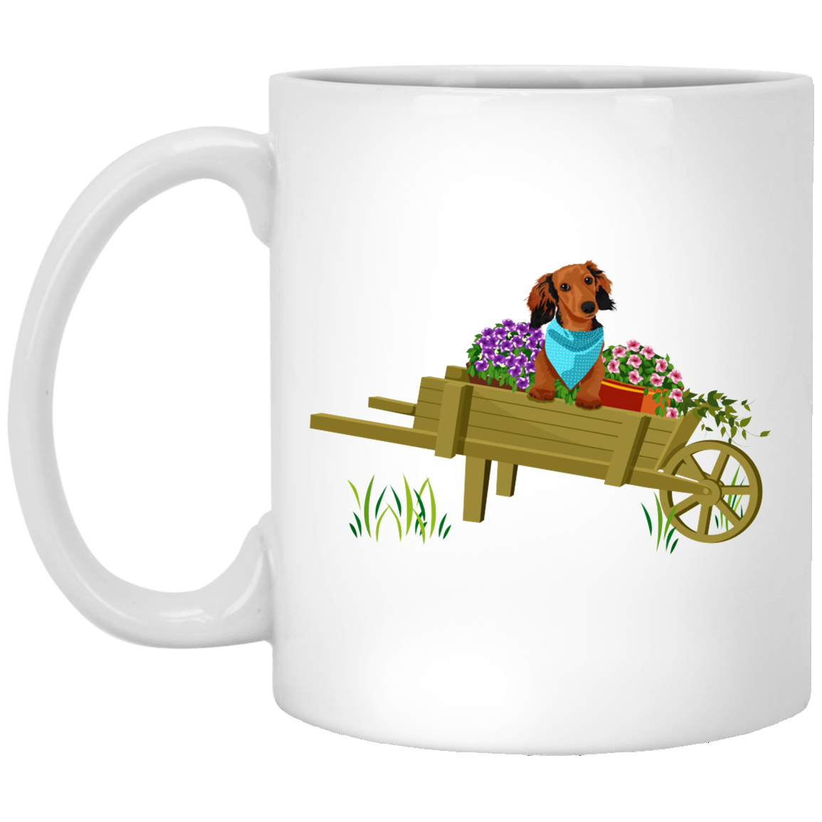 Dachshund Brown in Wheelbarrow Mugs