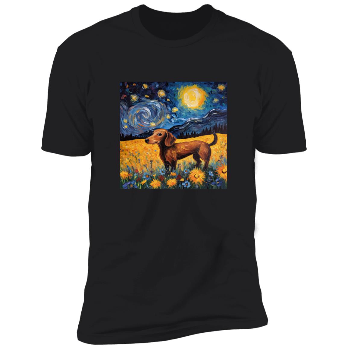 Dachshund Starry Night Flower Field Delight T-Shirt