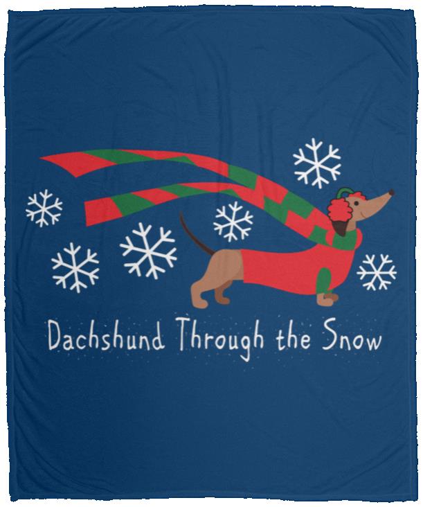 CustomCat Apparel Medium Cozy Plush Fleece Blanket - 50x60 / Royal Dachshund Through The Snow Blankets