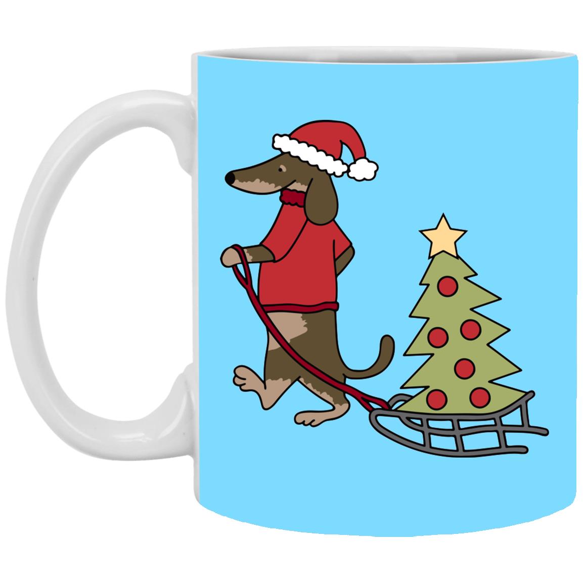 Dachshund Christmas Tree Sled Mug