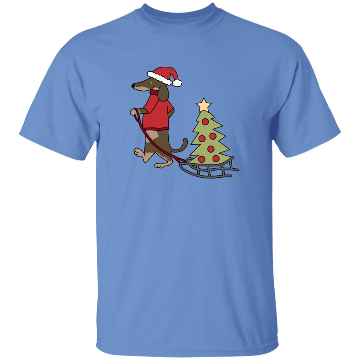 Dachshund Christmas Tree Sled T-Shirts