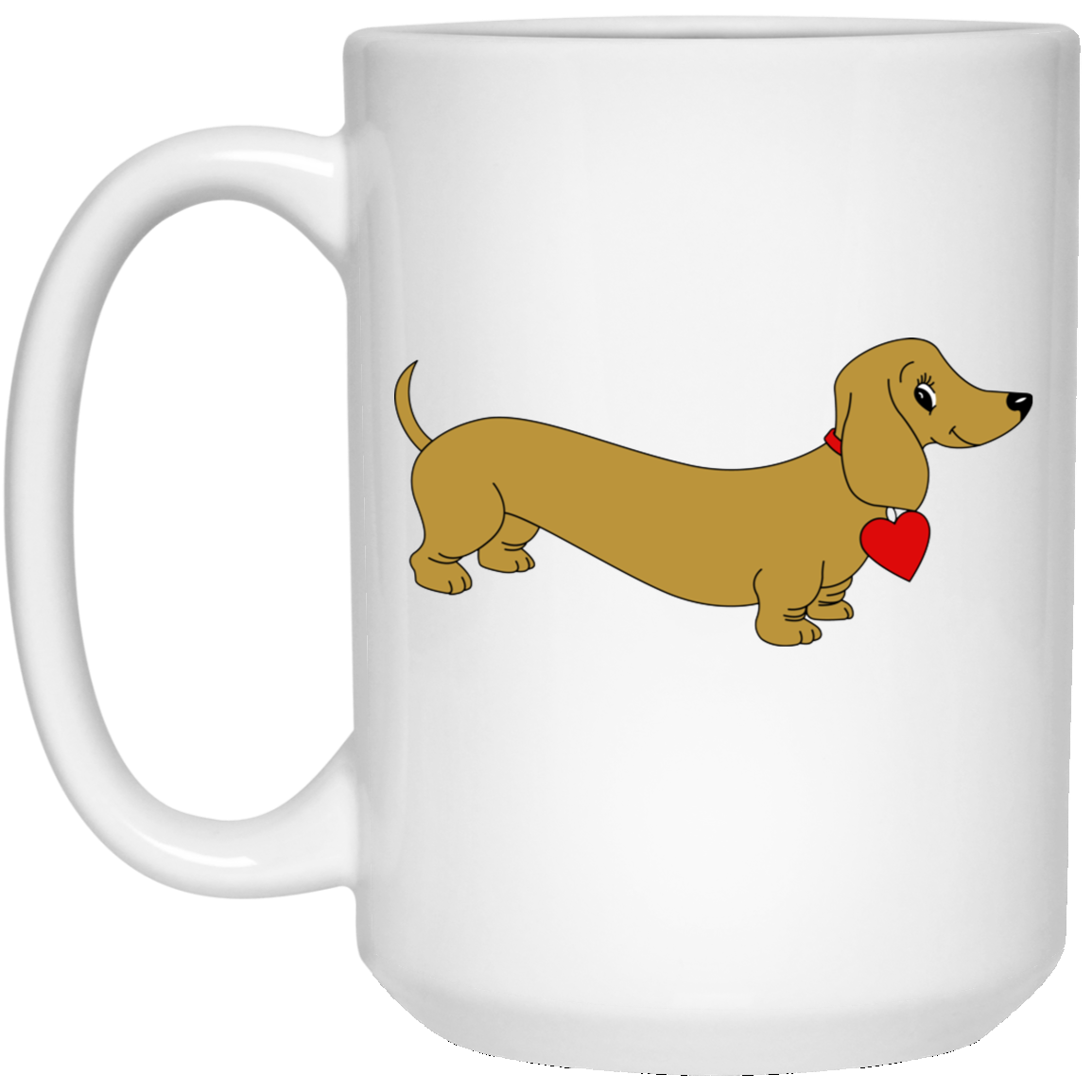 CustomCat Coffee Mug 15 oz. White Mug / White / One Size Dachshund Love Tan Mugs
