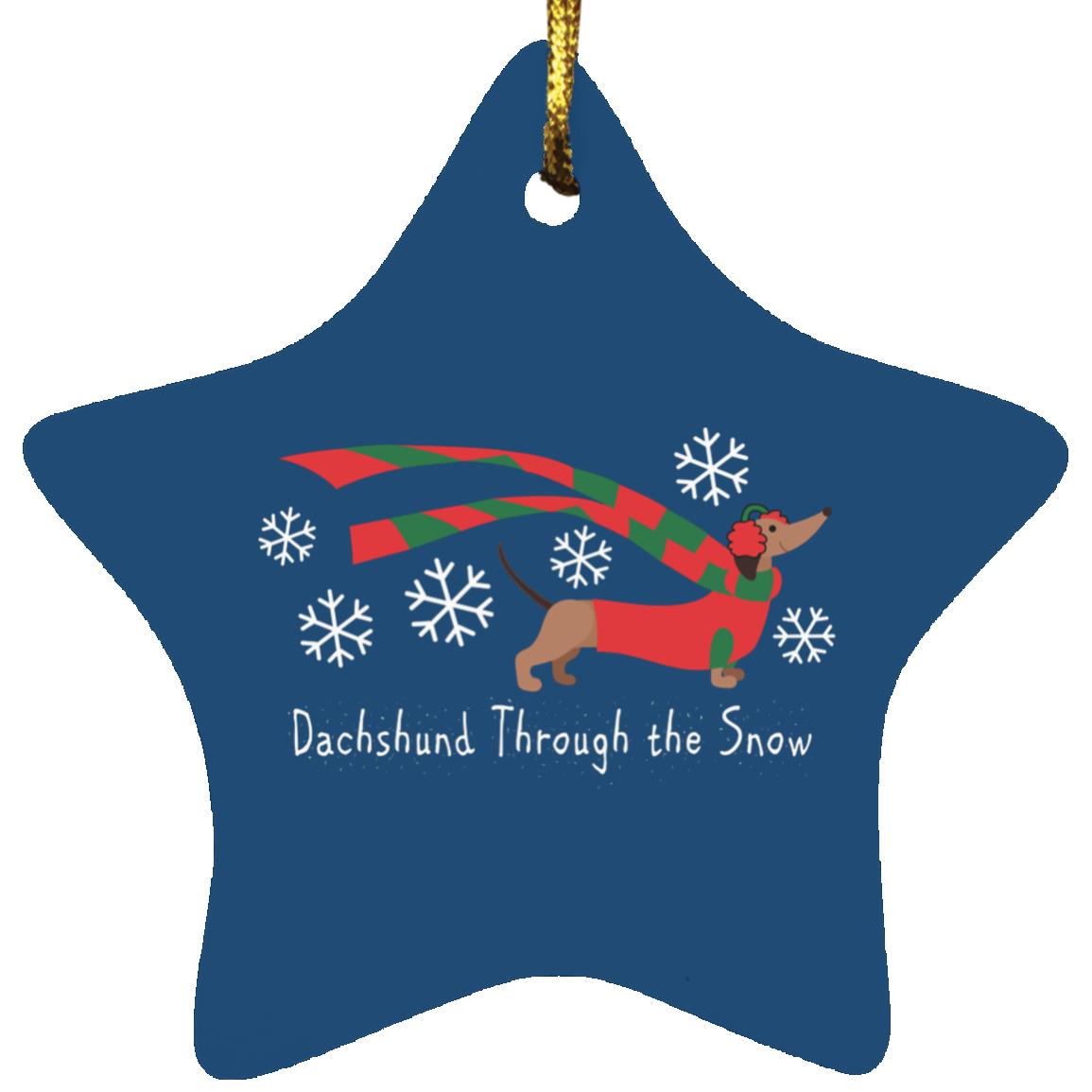 CustomCat Apparel Star Ornament / Royal Dachshund Through The Snow Ornaments