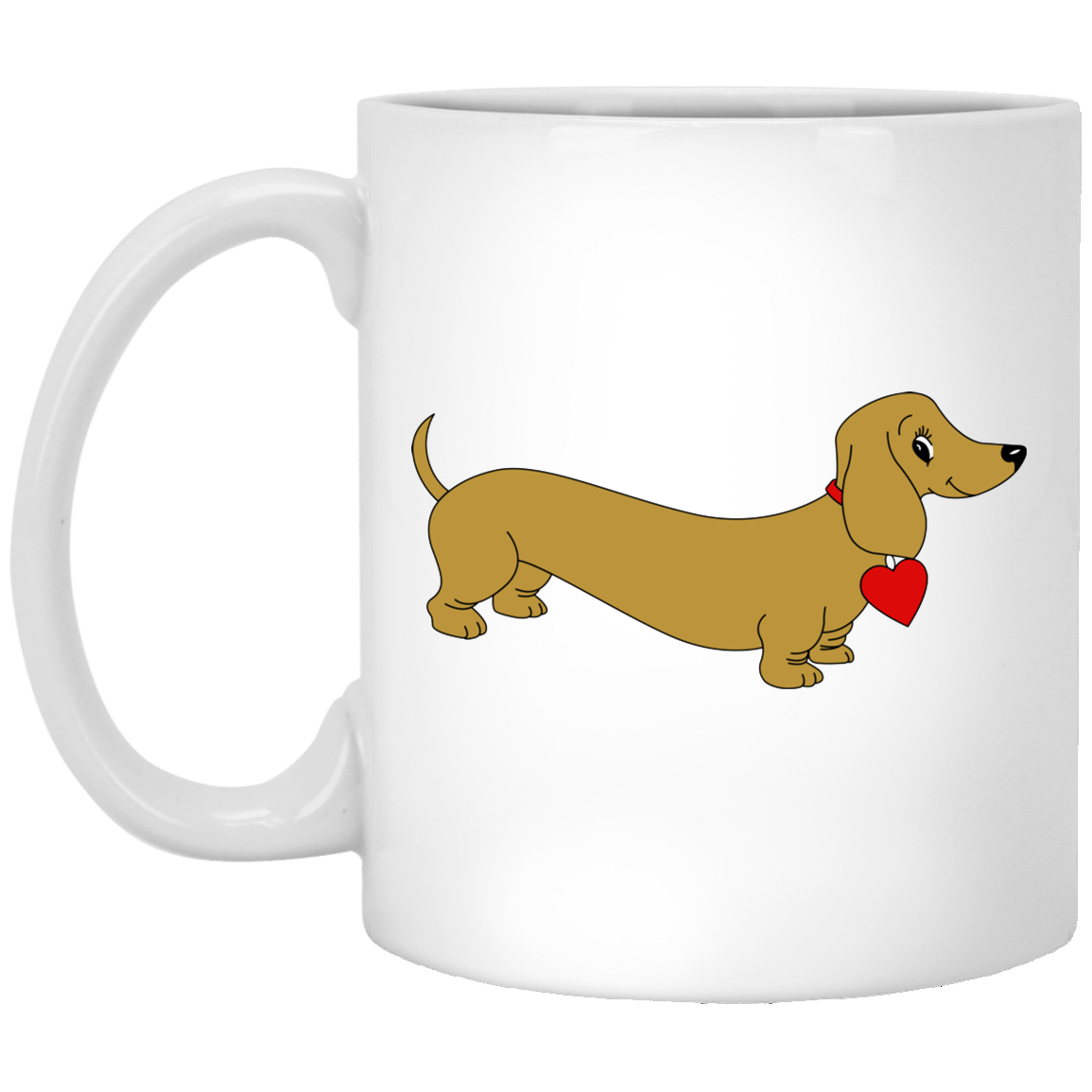 CustomCat Coffee Mug 11 oz. White Mug / White / One Size Dachshund Love Tan Mugs