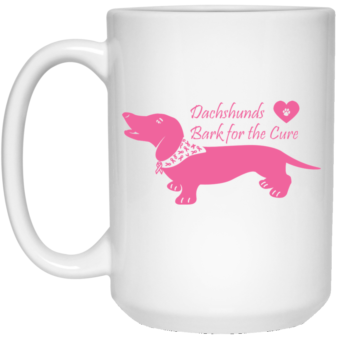 CustomCat Coffee Mug 11 oz. White Mug / White / One Size Dachshunds Bark For The Cure Mugs Fundraiser