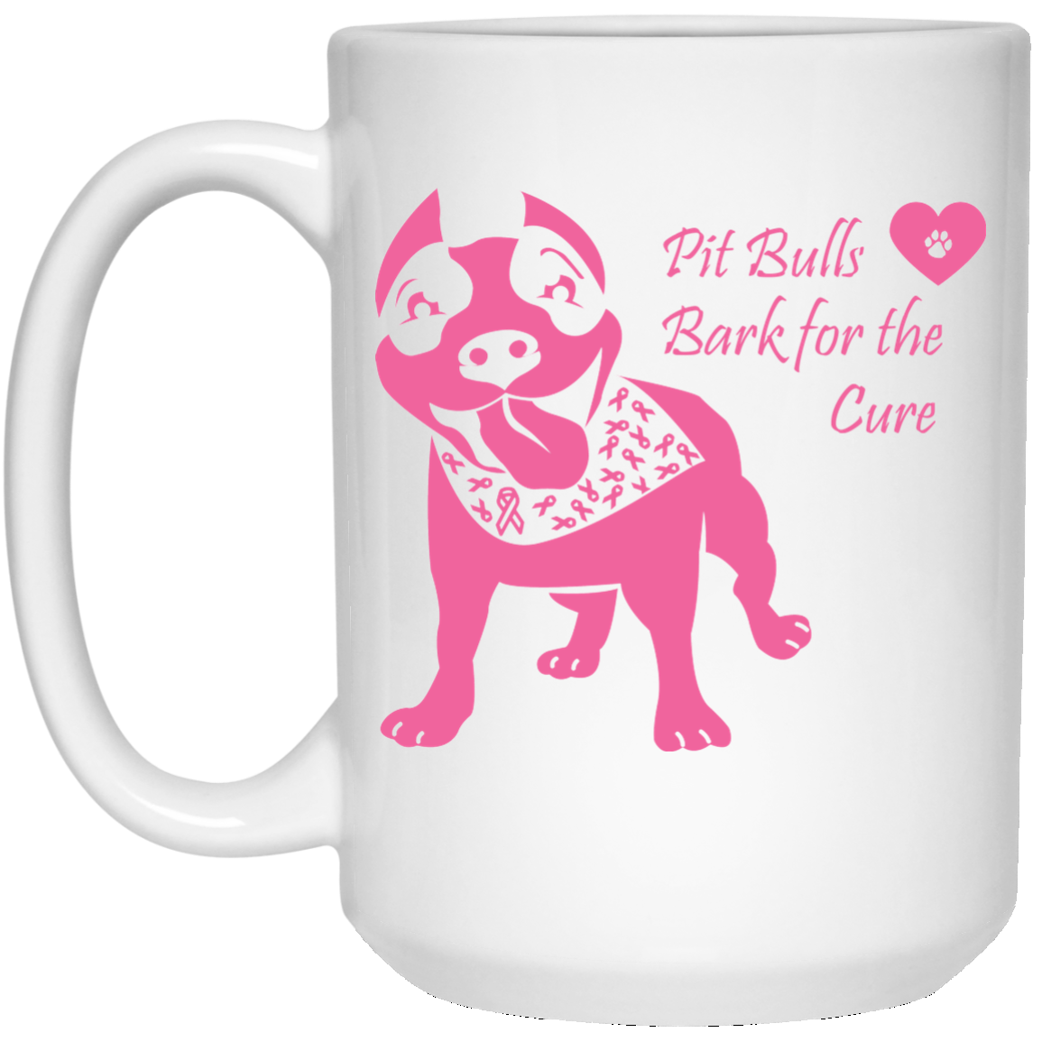 CustomCat Coffee Mug 11 oz. White Mug / White / One Size Pit Bulls Bark For The Cure Mugs Fundraiser