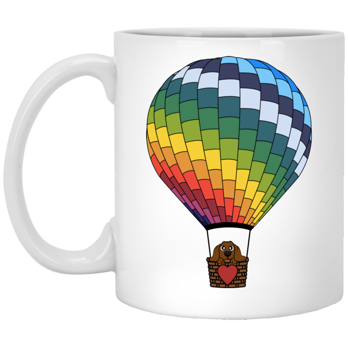 Dachshund in Hot Air Balloon Brown Mugs