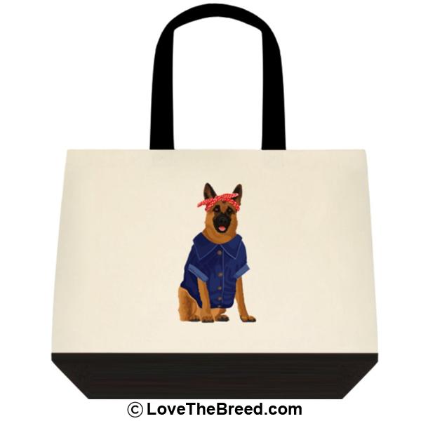 German Shepherd Rosie the Riveter DOG Extra Large Tote