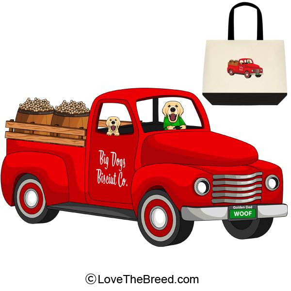 Golden Retriever Biscuit Truck Extra Large Tote