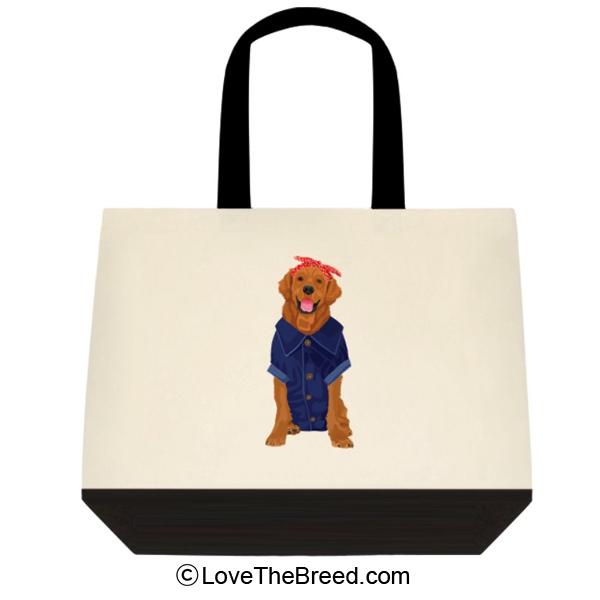 Golden Retriever Rosie the Riveter DOG Extra Large Tote