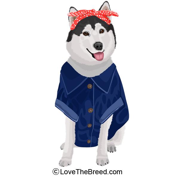 Husky Rosie the Riveter DOG Extra Large Tote