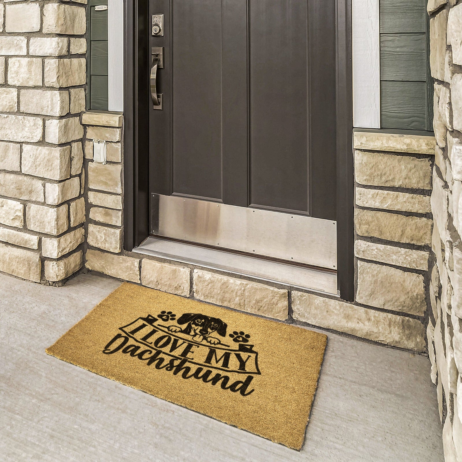 teelaunch Door Mats 18x12 I Love My Dachshund short hair Outdoor Door Mat