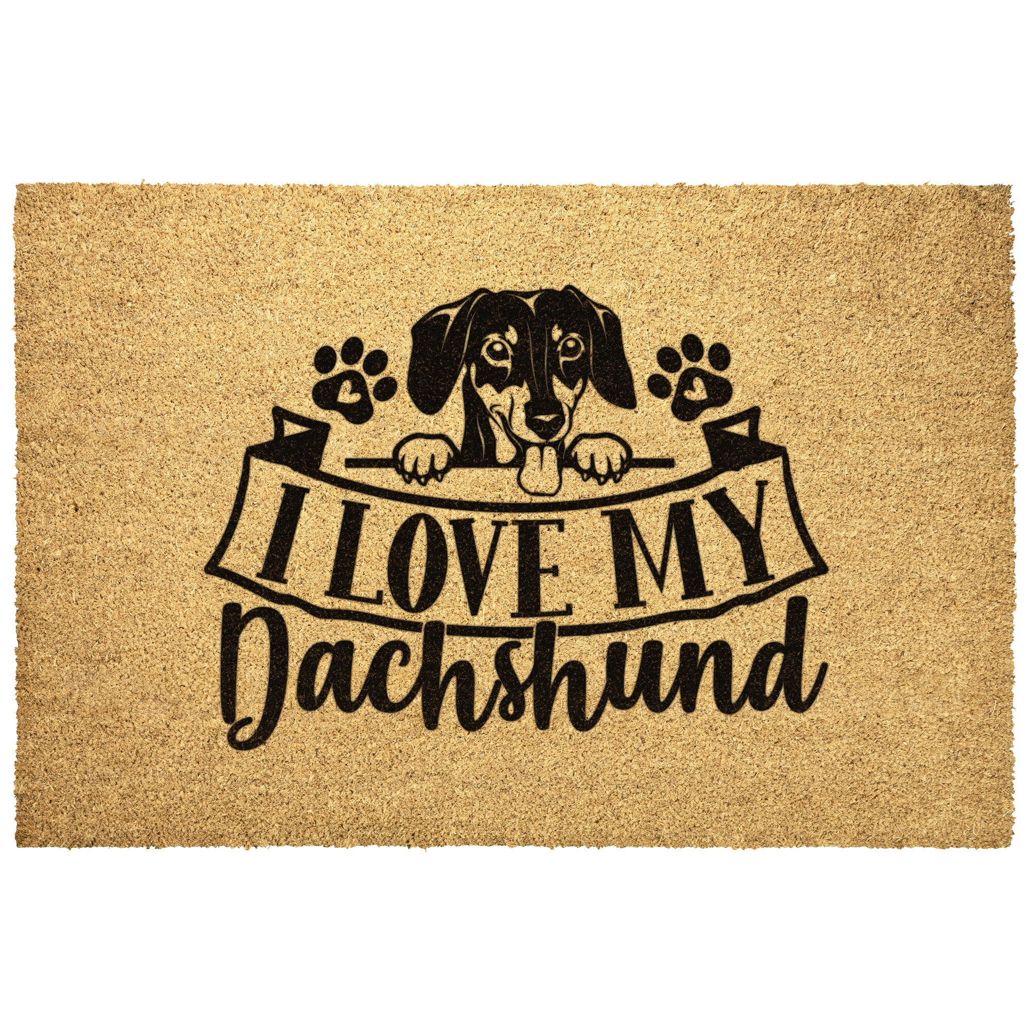 I Love My Dachshund short hair Outdoor Door Mat