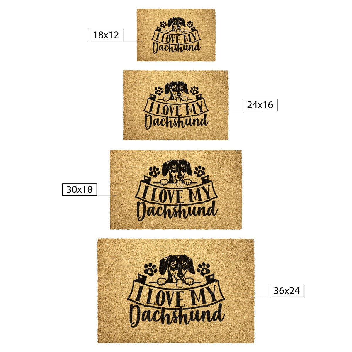 teelaunch Door Mats I Love My Dachshund short hair Outdoor Door Mat