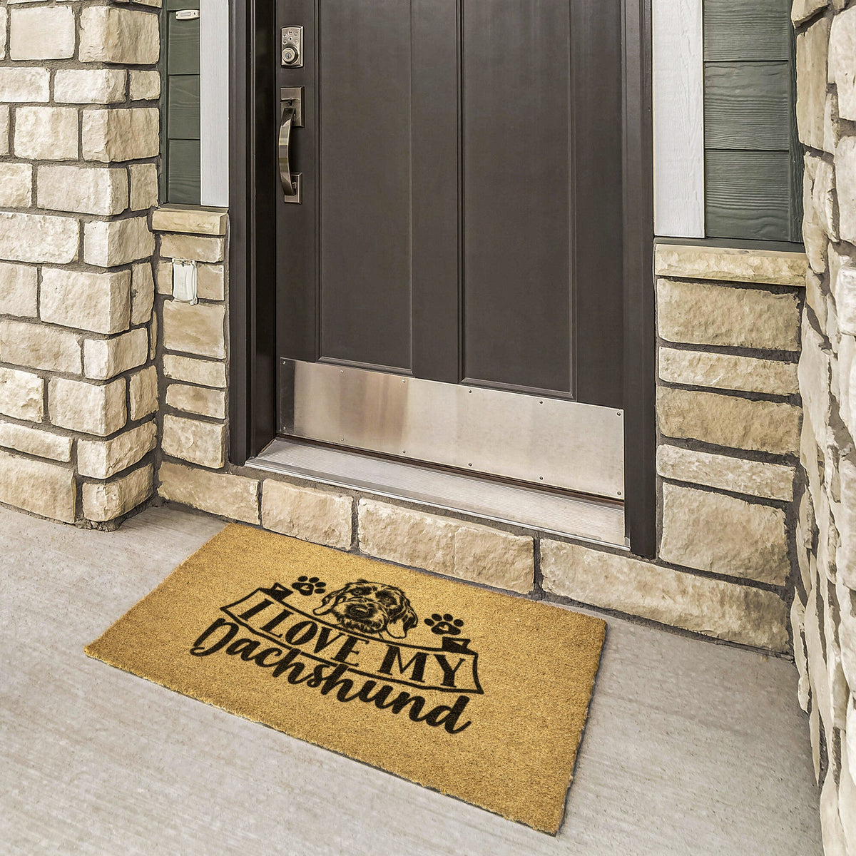 teelaunch Door Mats I Love My Dachshund wire hair Outdoor Door Mat