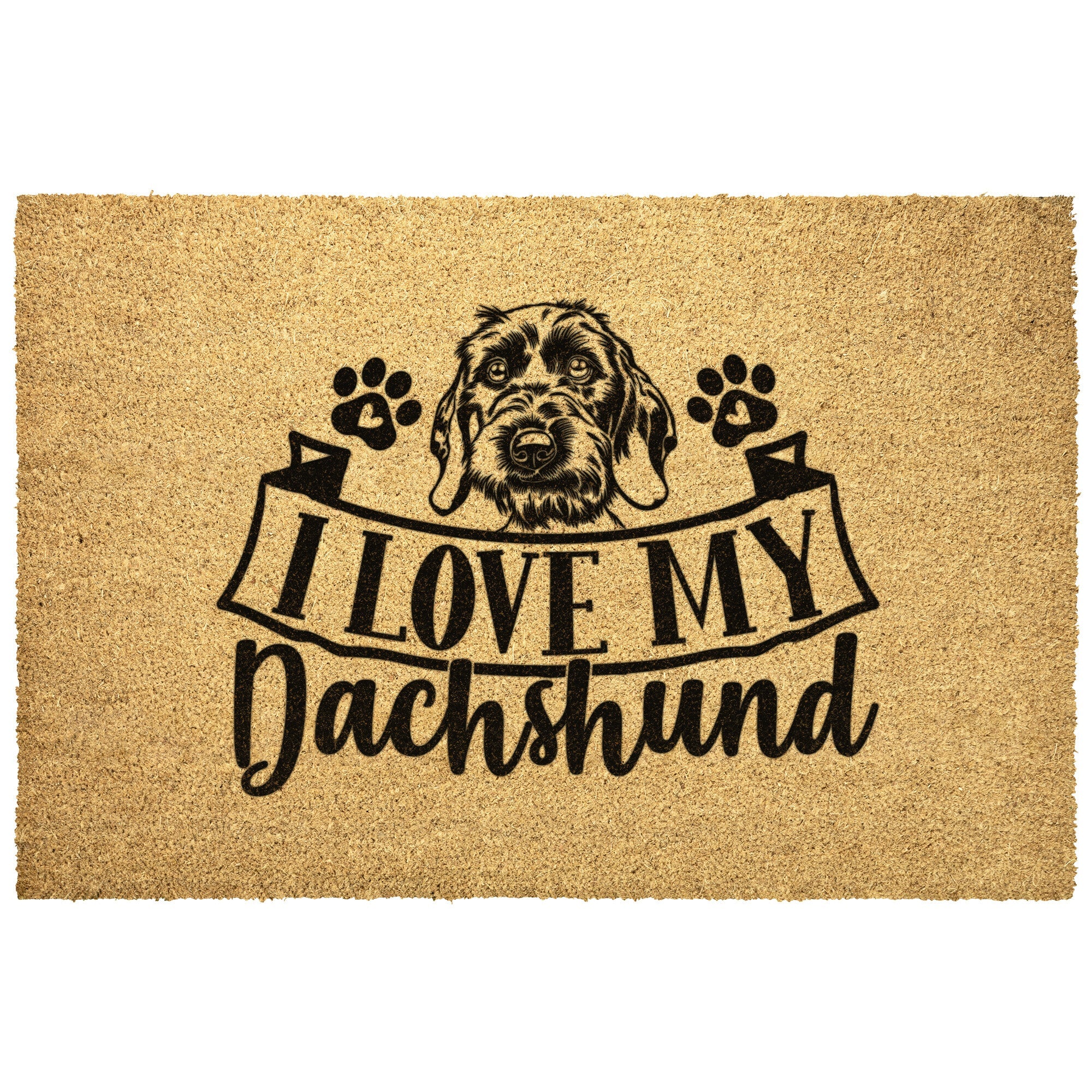 I Love My Dachshund wire hair Outdoor Door Mat