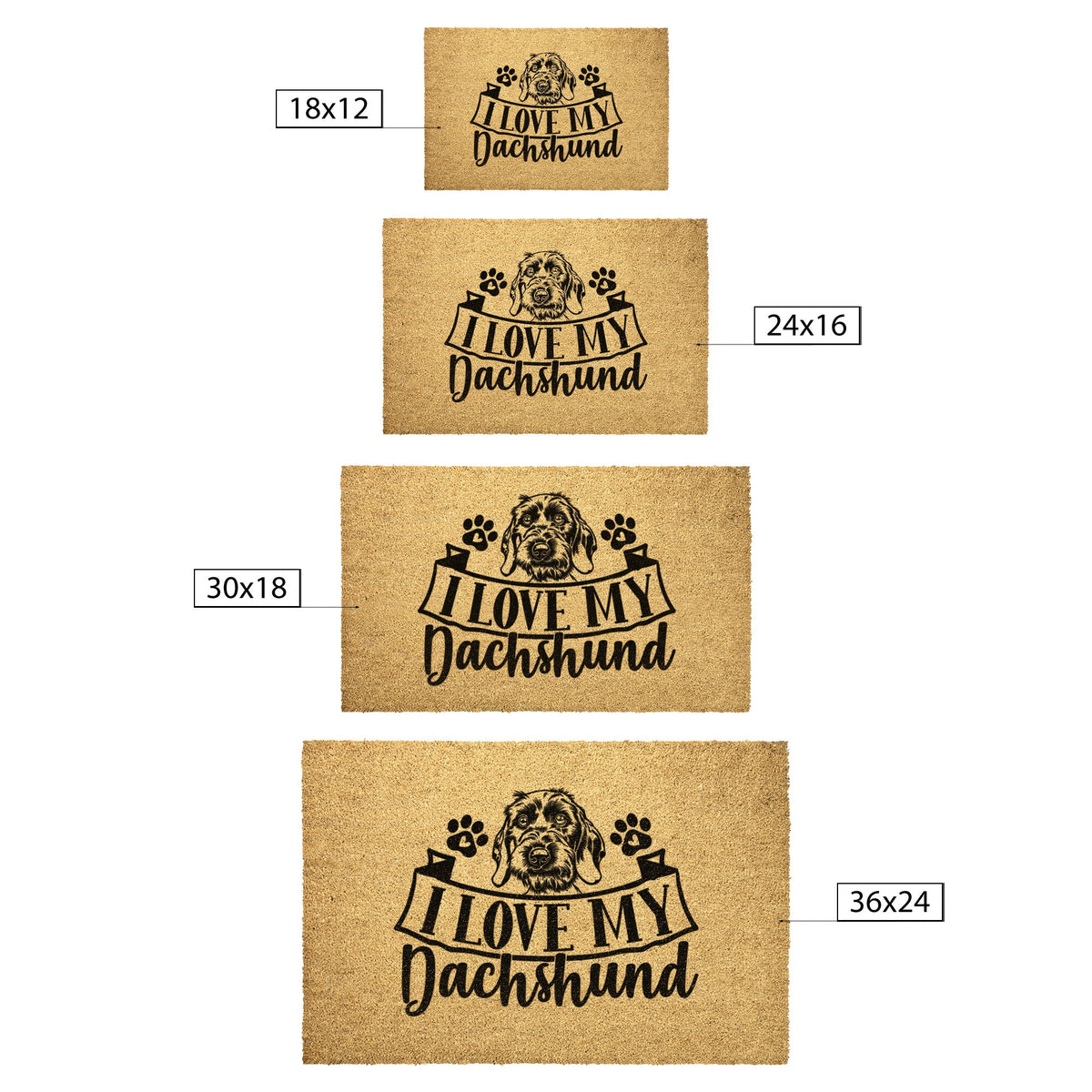 teelaunch Door Mats I Love My Dachshund wire hair Outdoor Door Mat