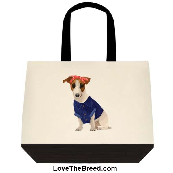 Jack Russell Rosie the Riveter DOG Extra Large Tote
